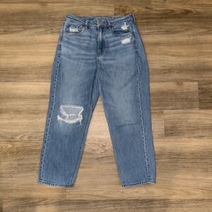American Eagle Mom Straight Jeans Womens 8 Short Distressed High Rise